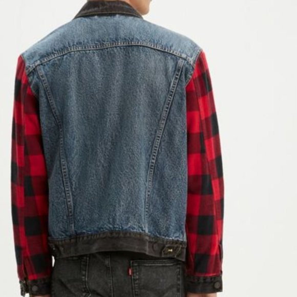 Levi's  TYPE 2 TRUCKER JACKET Denim and Plaid - Picture 2 of 8